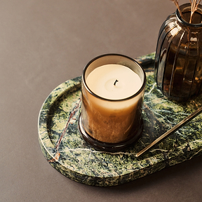 Travara - Green Marble Oval Decorative Tray