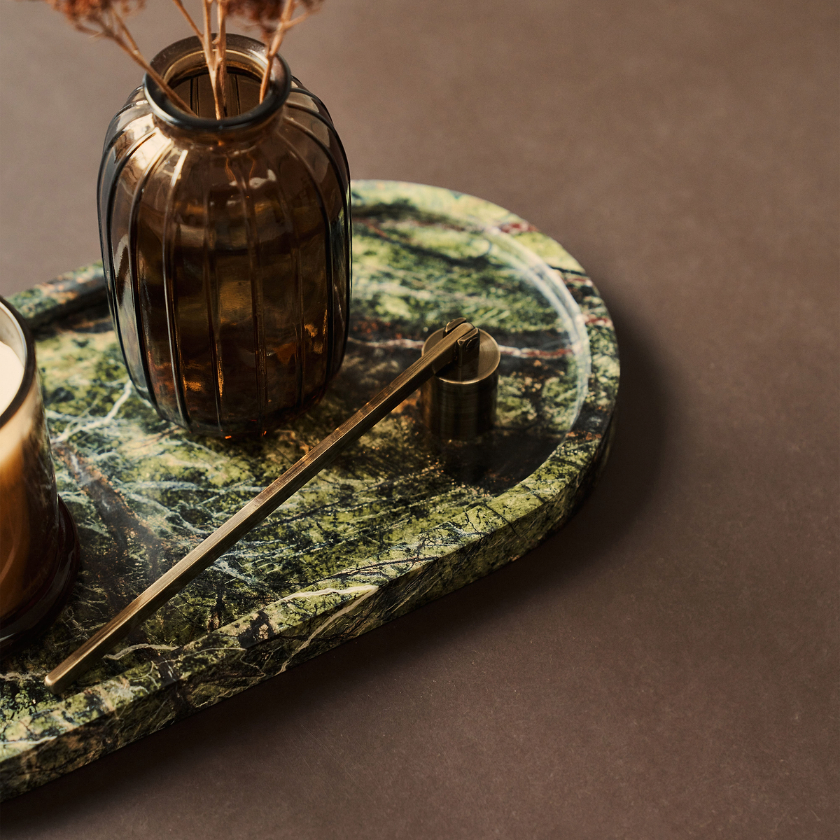 Travara - Green Marble Oval Decorative Tray