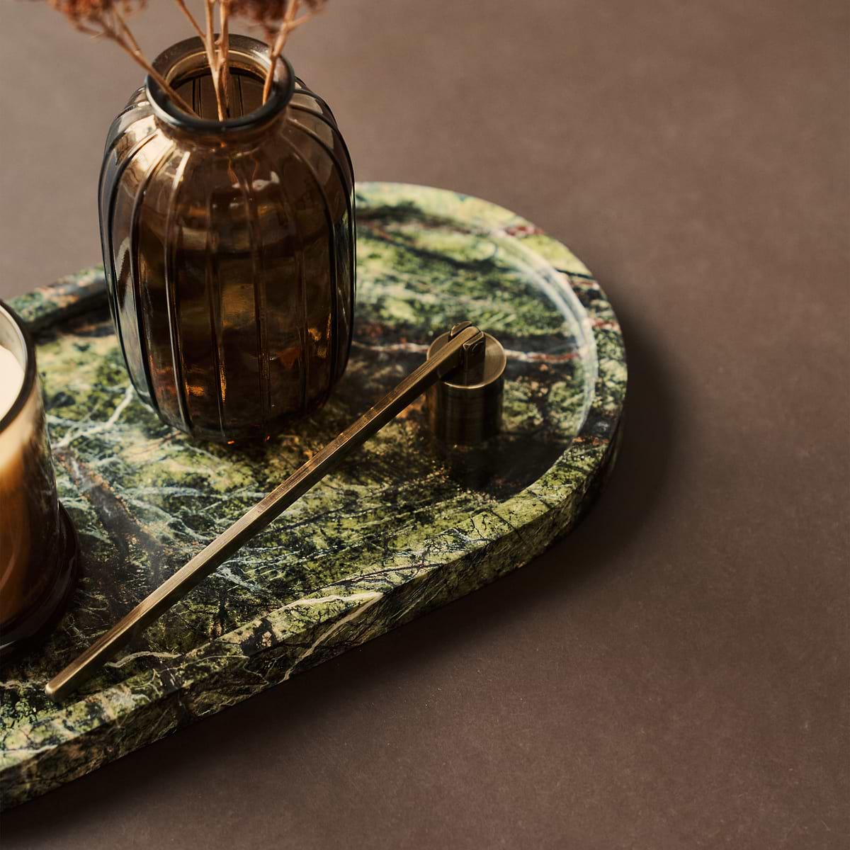 Travara - Green Marble Oval Decorative Tray