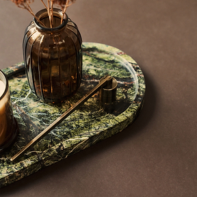 Travara - Green Marble Oval Decorative Tray