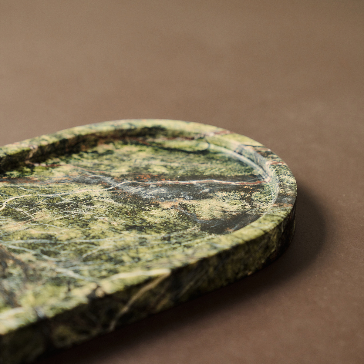 Travara - Green Marble Oval Decorative Tray