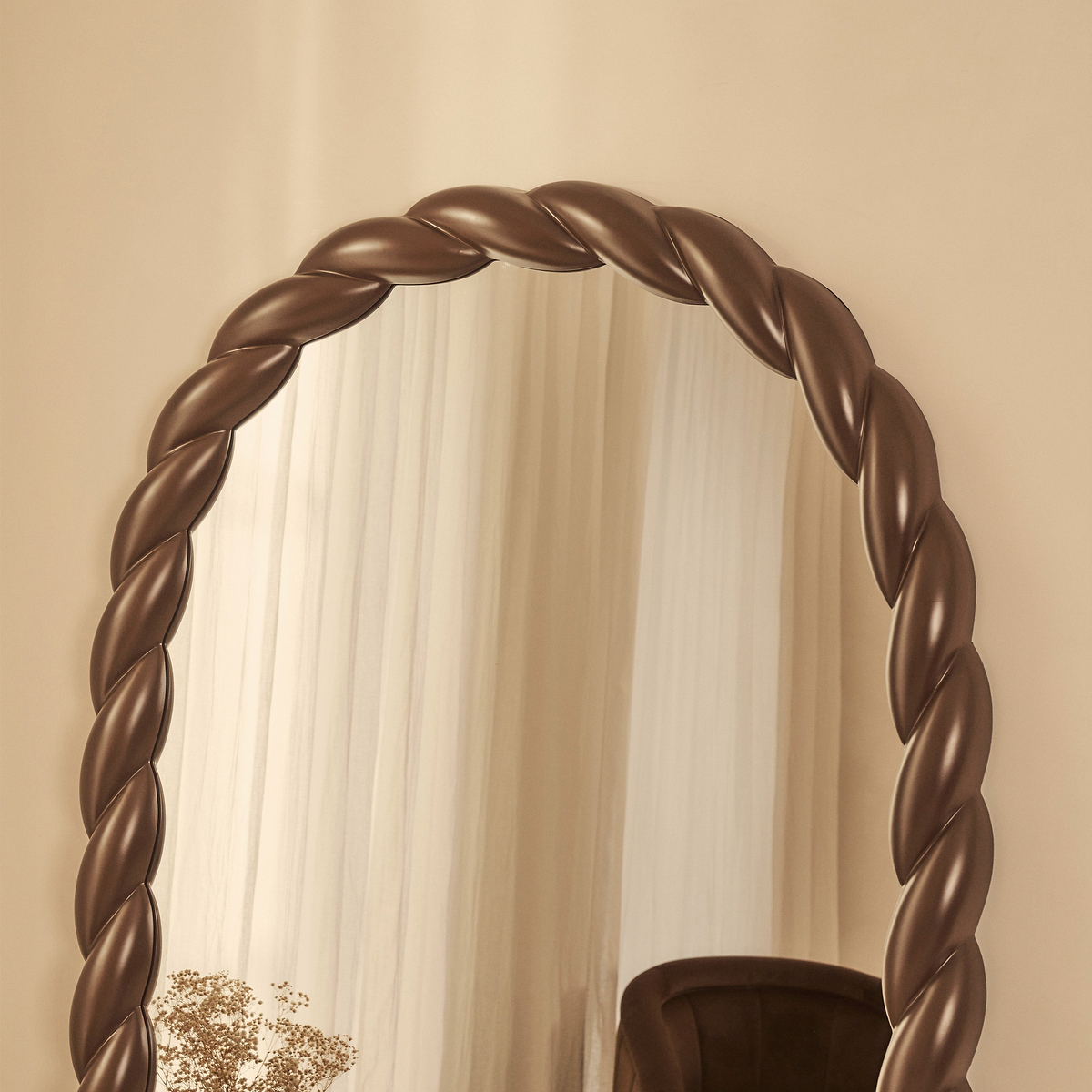 Ophelia - Full Length Arched Rope Twist Chocolate Gloss Extra Large Mirror 180cm x 105cm