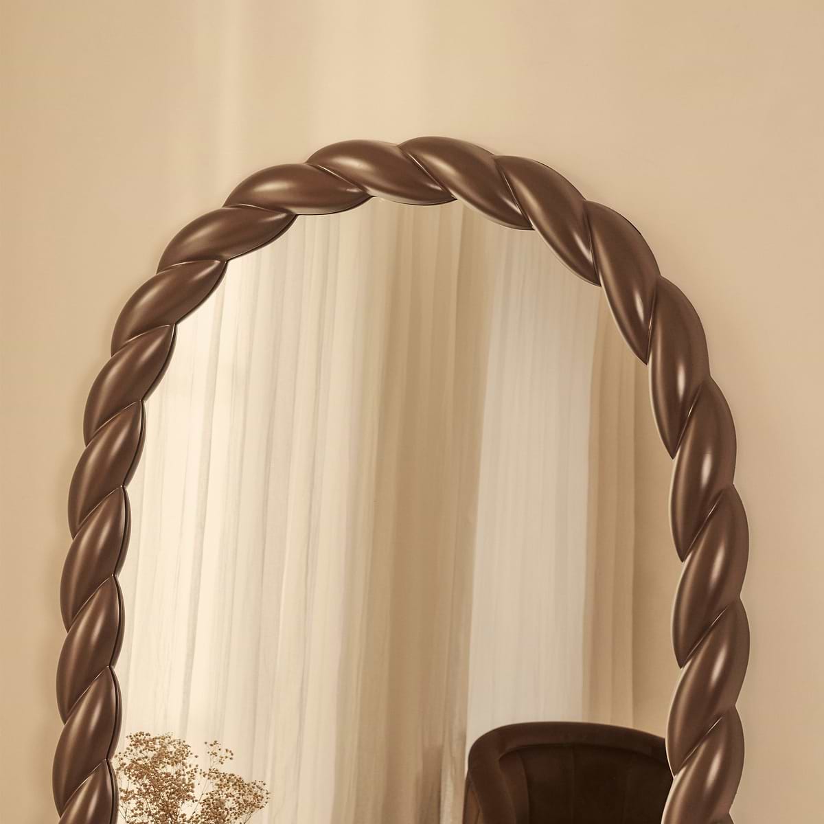 Ophelia - Full Length Arched Rope Twist Chocolate Gloss Extra Large Mirror 180cm x 105cm