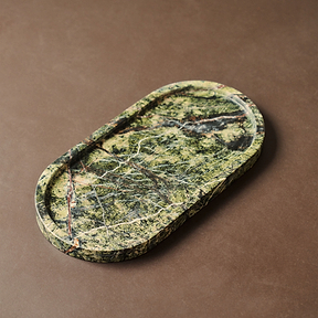 Travara - Green Marble Oval Decorative Tray