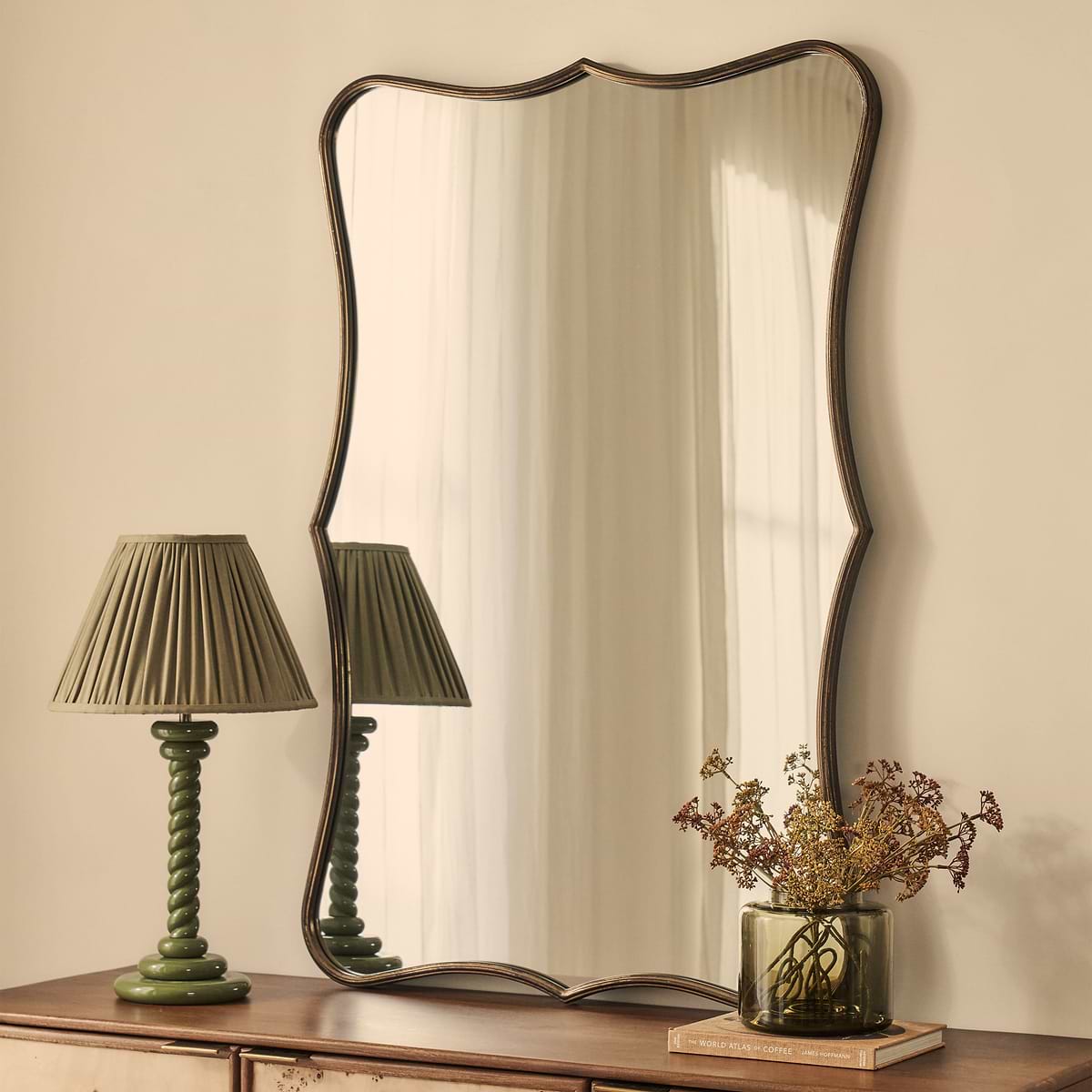 Elise - Antique Bronze Art Deco Metal Overmantle Mirror 120cm x 80cm