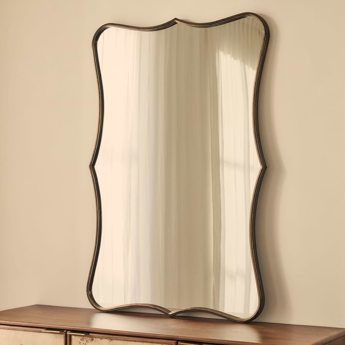 Elise - Antique Bronze Art Deco Metal Overmantle Mirror 120cm x 80cm