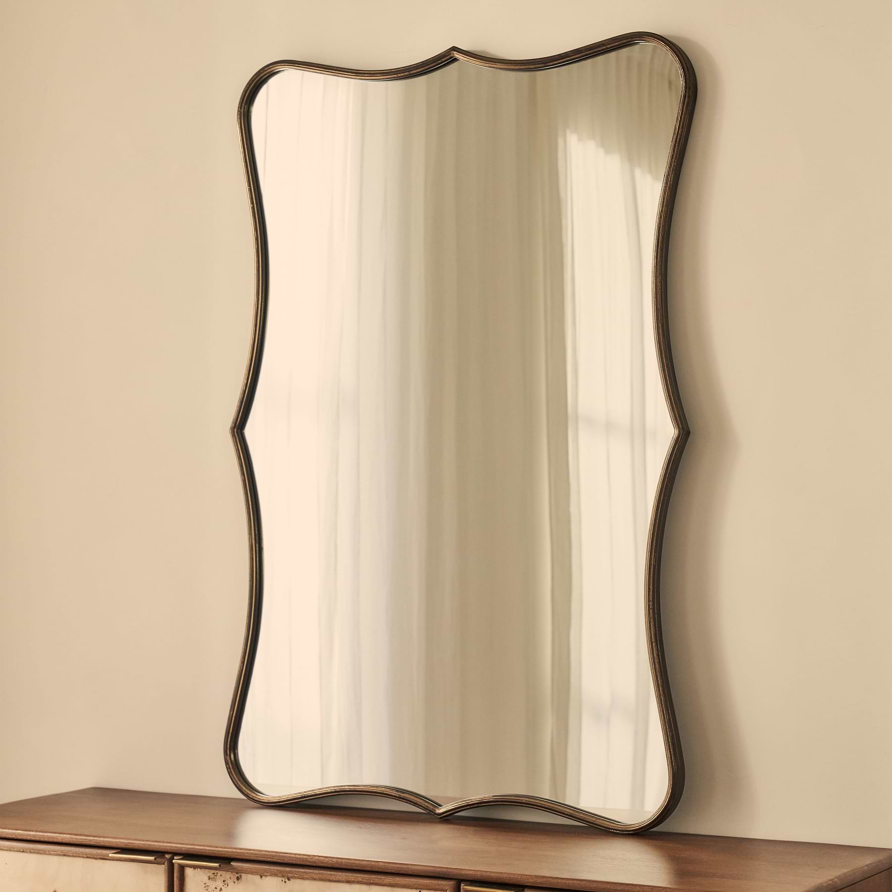Elise - Antique Bronze Art Deco Metal Overmantle Mirror 120cm x 80cm