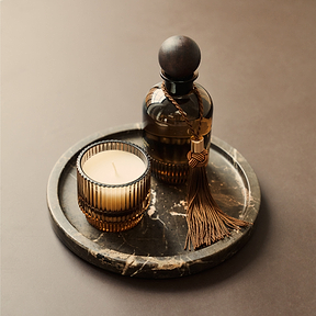 Travara - Dark Emperador Marble Round Decorative Tray