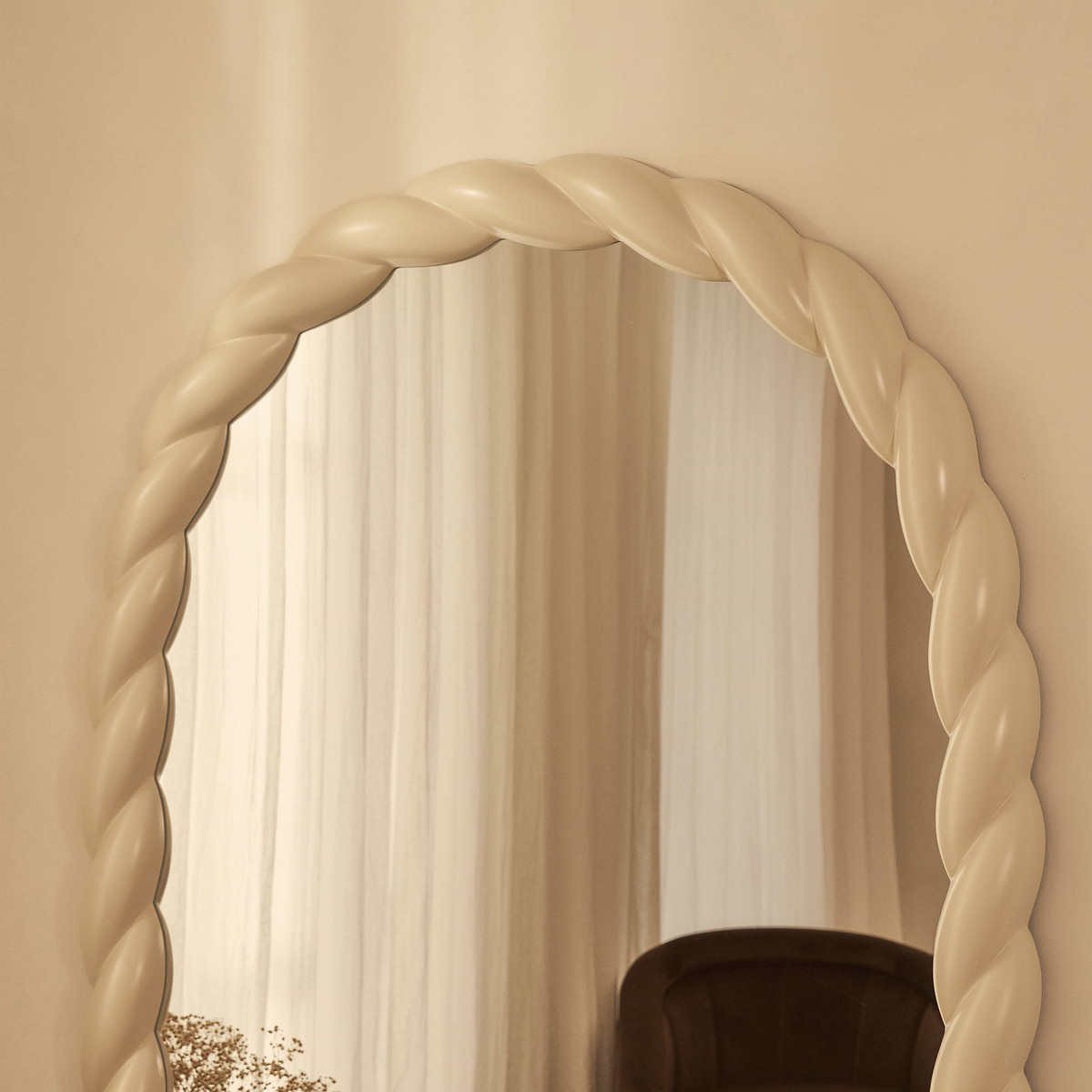 Ophelia - Full Length Arched Rope Twist Ivory Gloss Extra Large Mirror 180cm x 105cm
