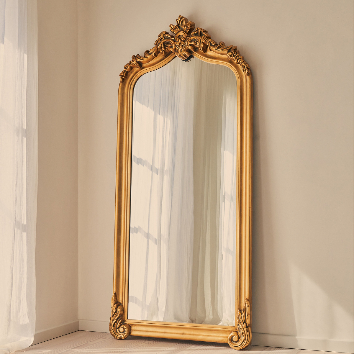 Cristina - Full Length Gold Arched Ornate Mirror 200cm x 90cm