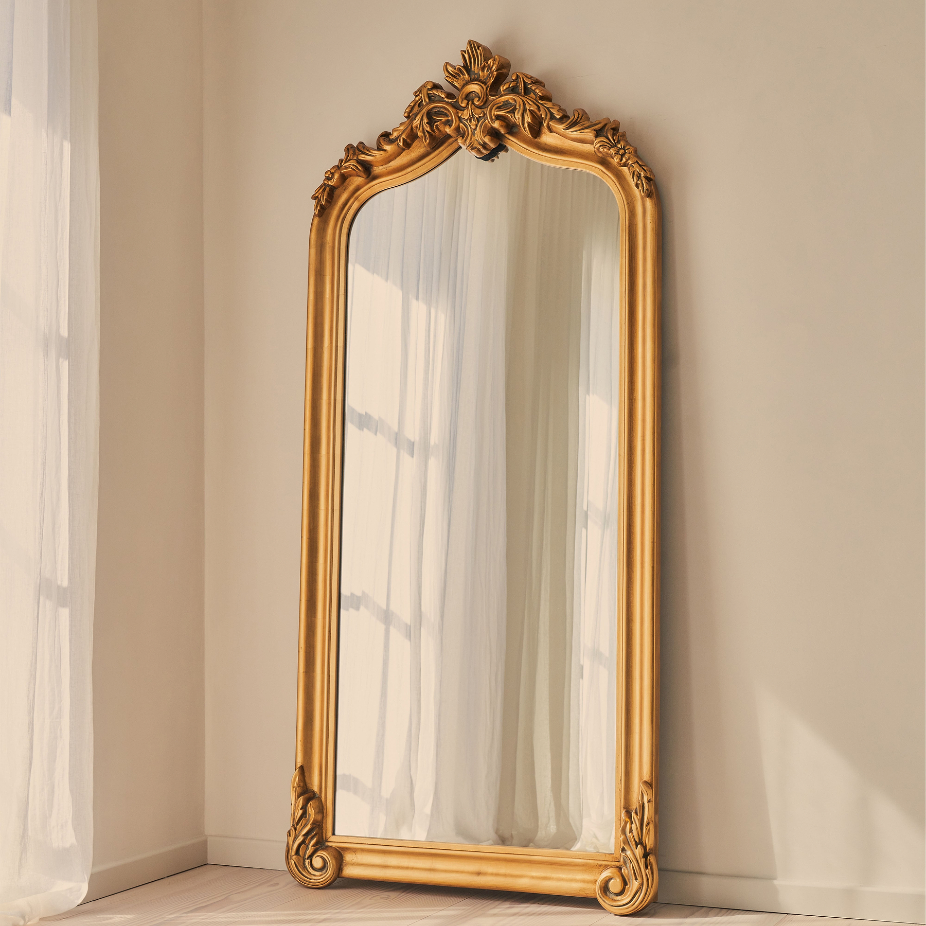 Cristina - Full Length Gold Arched Ornate Mirror 200cm x 90cm