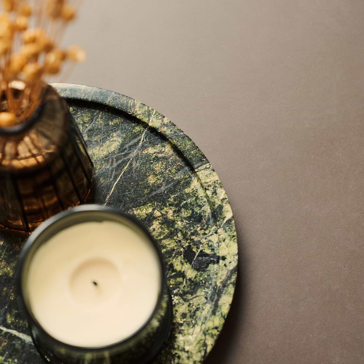 Travara - Green Marble Round Decorative Tray