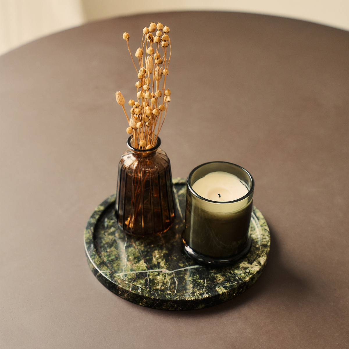 Travara - Green Marble Round Decorative Tray