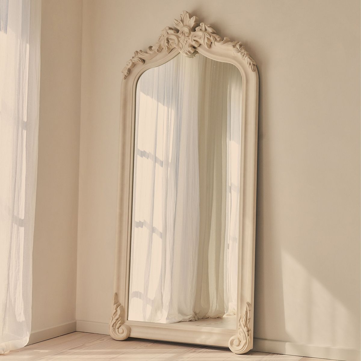 Cristina - Full Length Concrete Arched Ornate Mirror 200cm x 90cm
