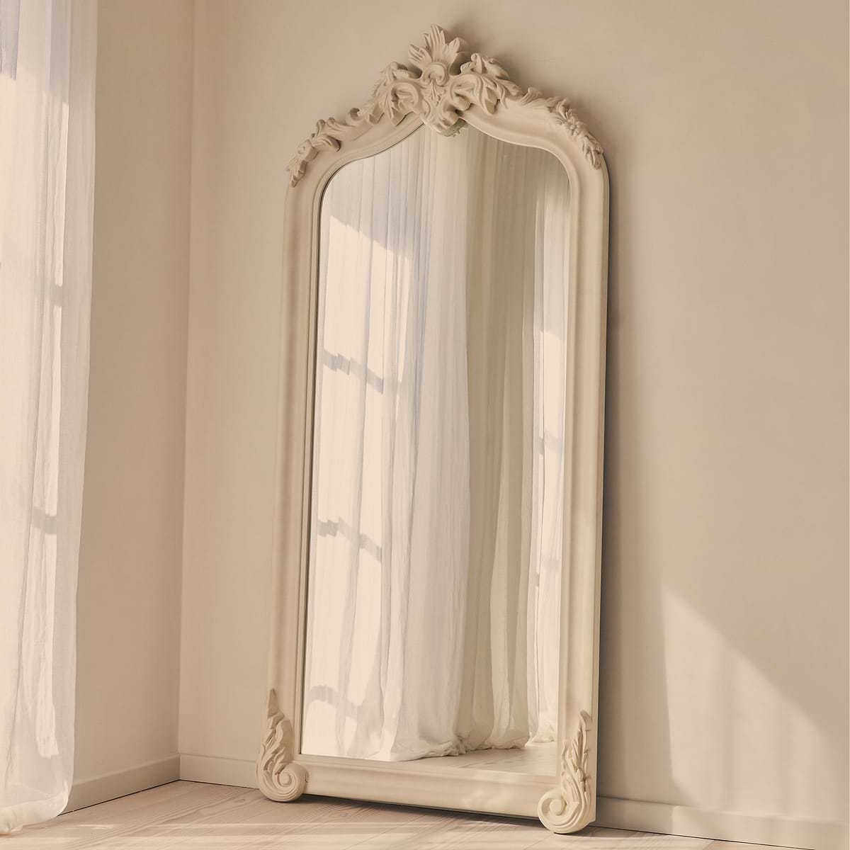 Cristina - Full Length Concrete Arched Ornate Mirror 200cm x 90cm