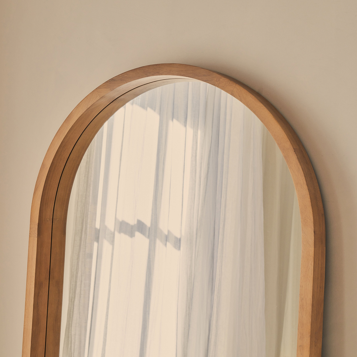 Lilia - Full Length Warm Wood Arched Wooden Mirror 170cm x 80cm