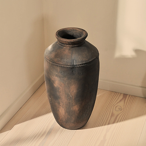 Toledo - Large Antique Brown Textured Terracotta Vase