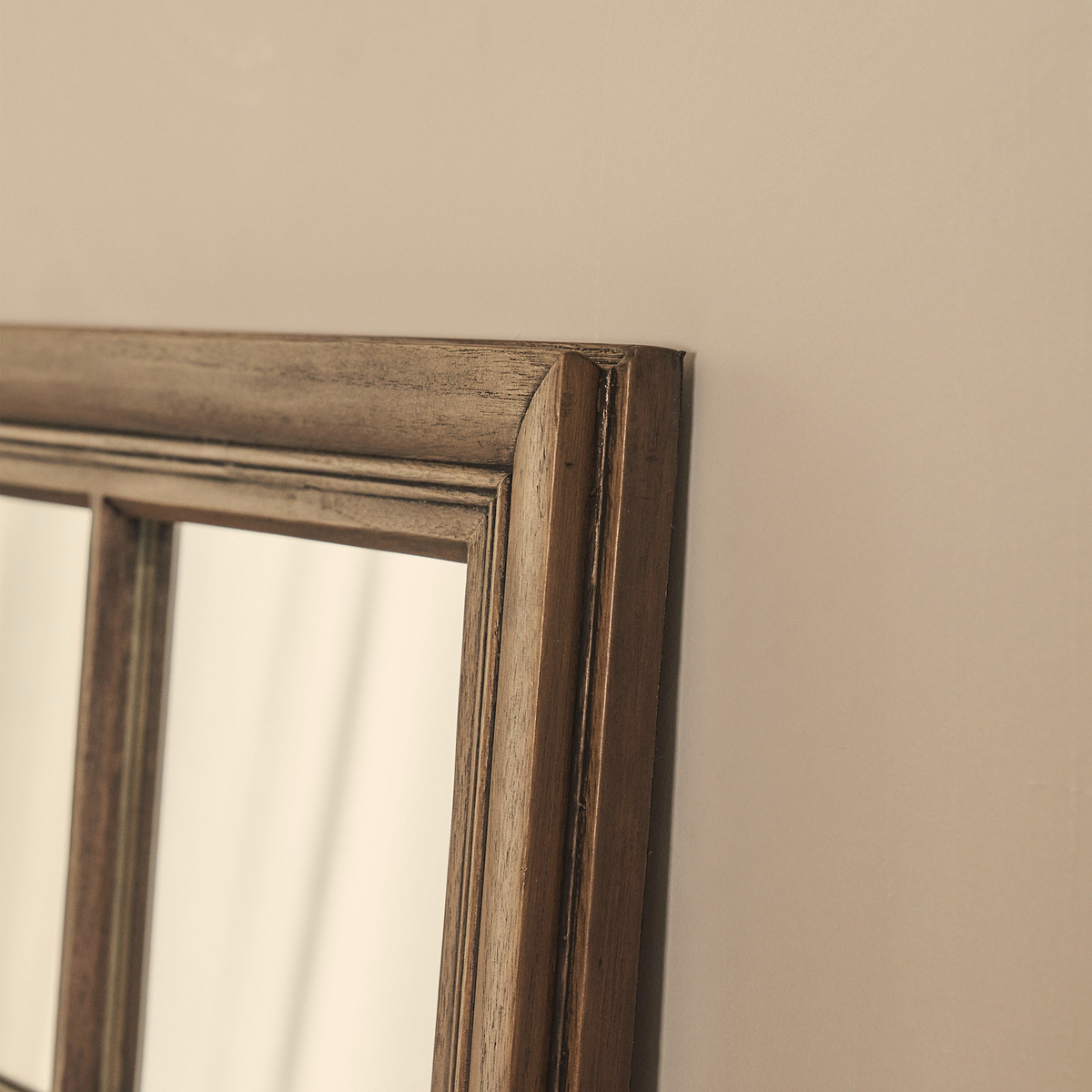 Sasha - Dark Wood Shabby Chic Rectangular Window Mirror 134cm x 70cm