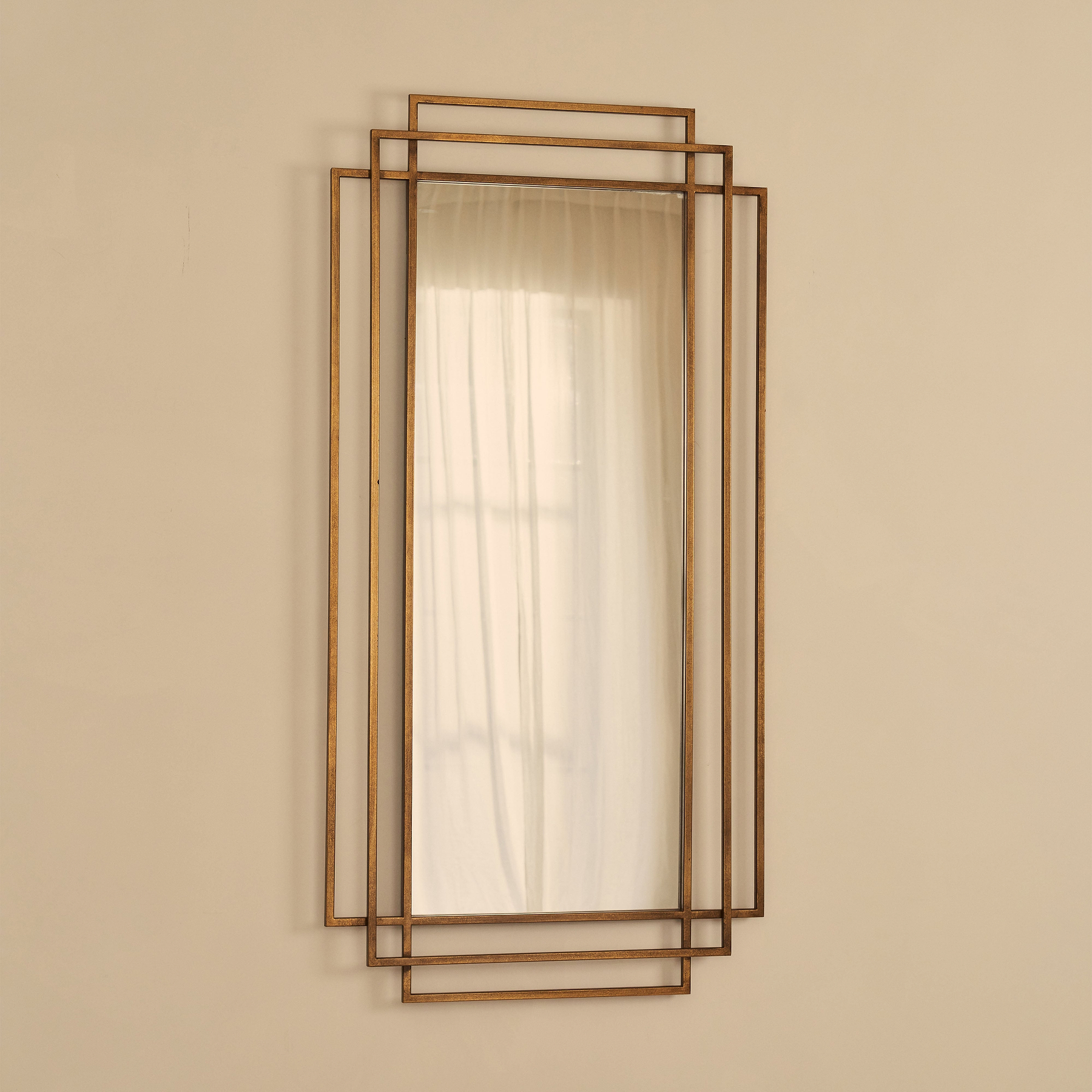Amalfi - Large Gold Rectangular Metal Mirror 140cm x 70cm