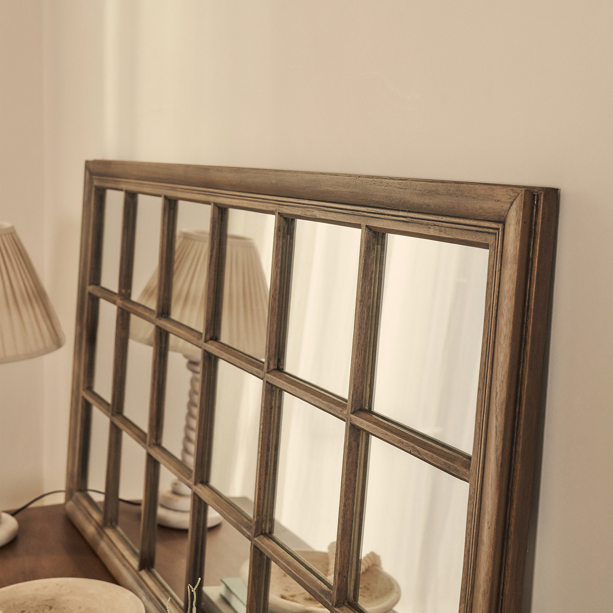 Sasha - Dark Wood Shabby Chic Rectangular Window Mirror 134cm x 70cm