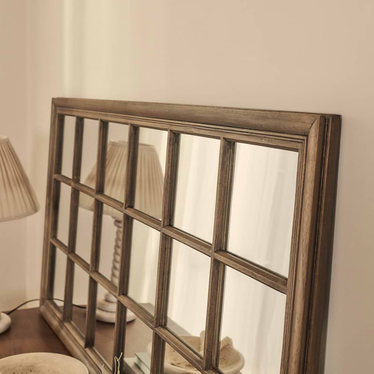 Sasha - Dark Wood Shabby Chic Rectangular Window Mirror 134cm x 70cm