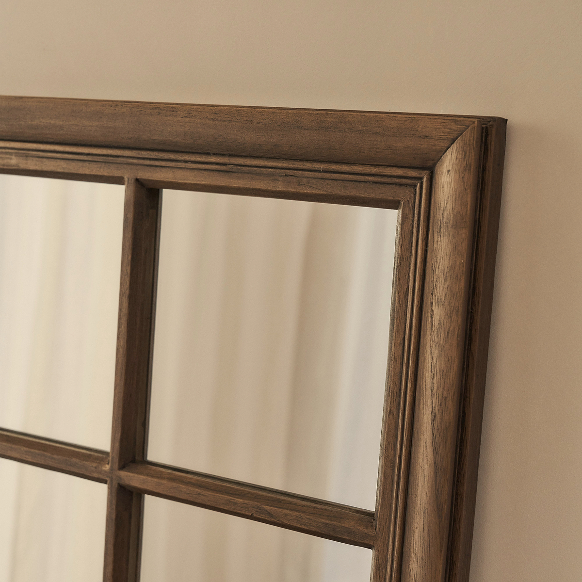 Sasha - Dark Wood Shabby Chic Rectangular Window Mirror 134cm x 70cm