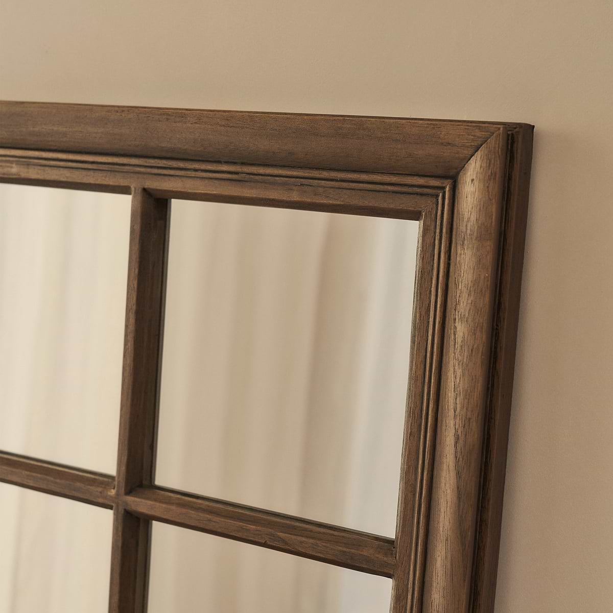 Sasha - Dark Wood Shabby Chic Rectangular Window Mirror 134cm x 70cm