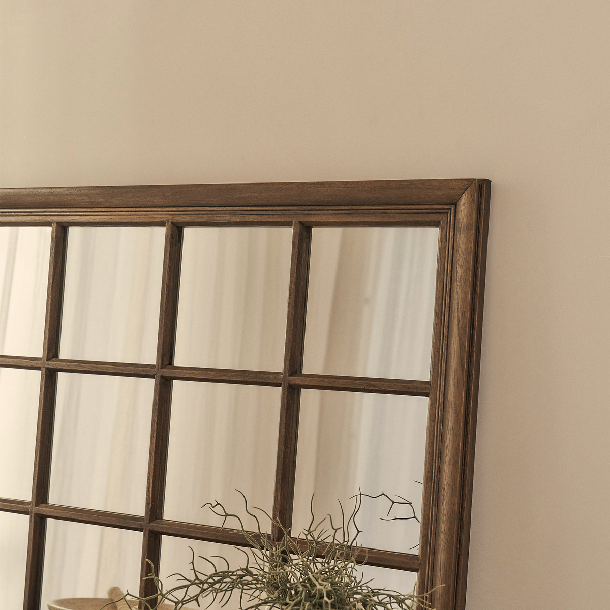 Sasha - Dark Wood Shabby Chic Rectangular Window Mirror 134cm x 70cm