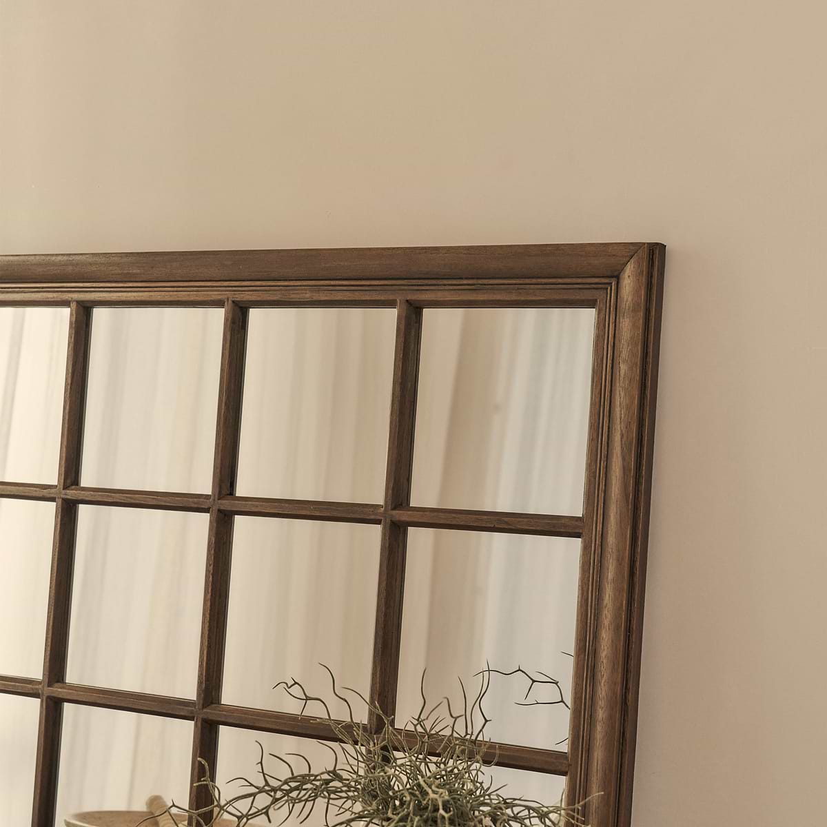 Sasha - Dark Wood Shabby Chic Rectangular Window Mirror 134cm x 70cm