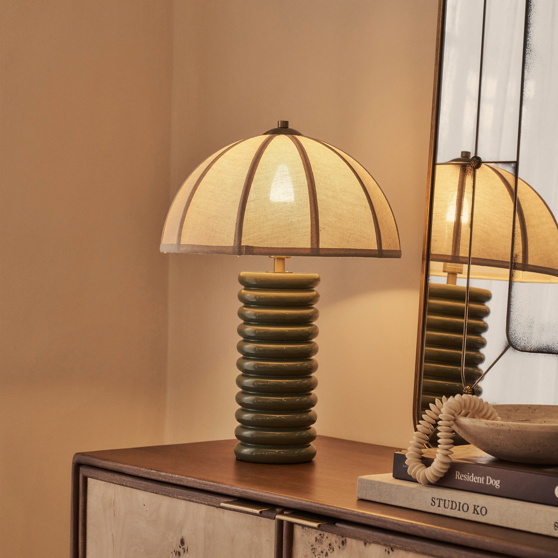 Odette - Olive Green Dome Shade Table Lamp