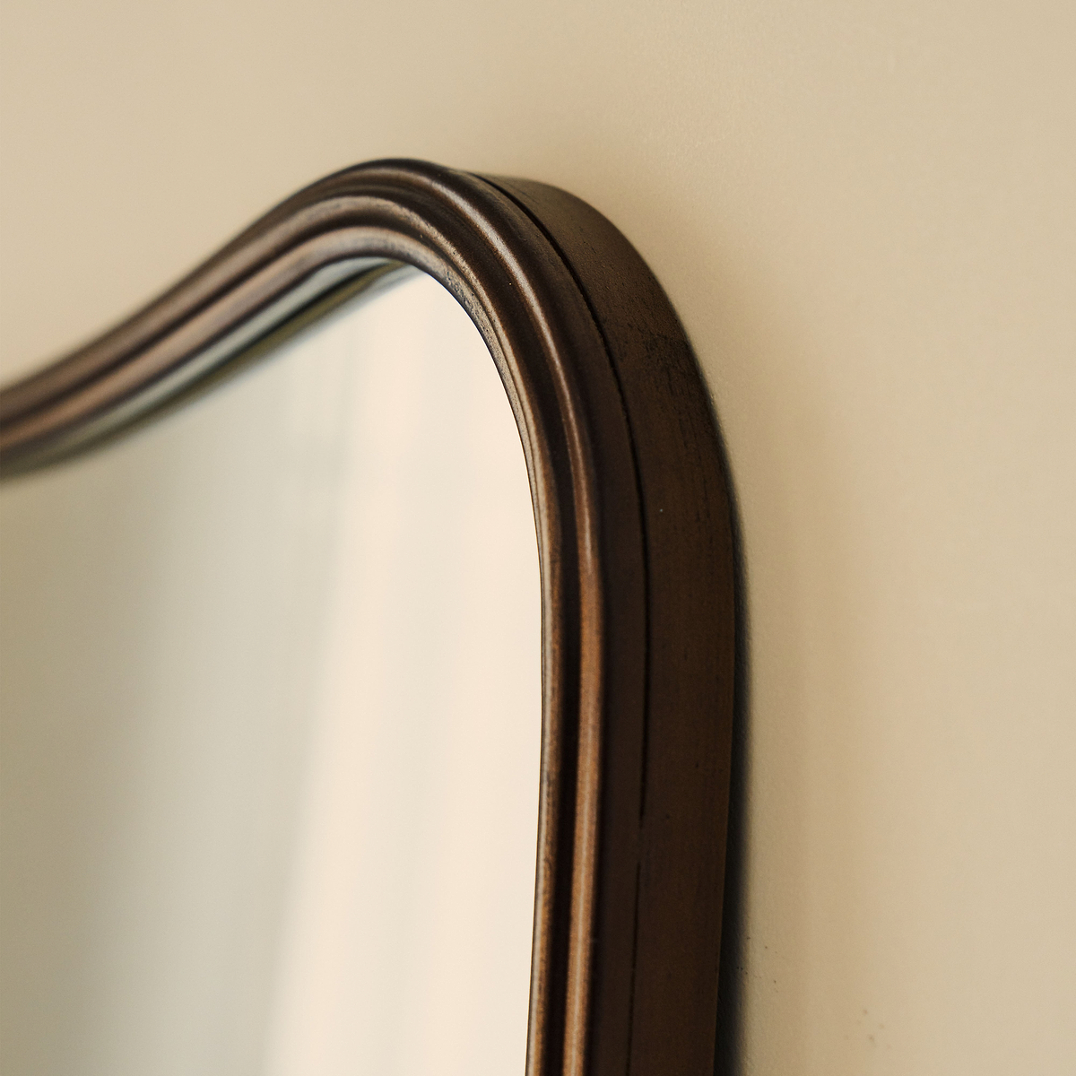 Louis - Antique Bronze Curved Metal Overmantle Mirror 90cm x 75cm