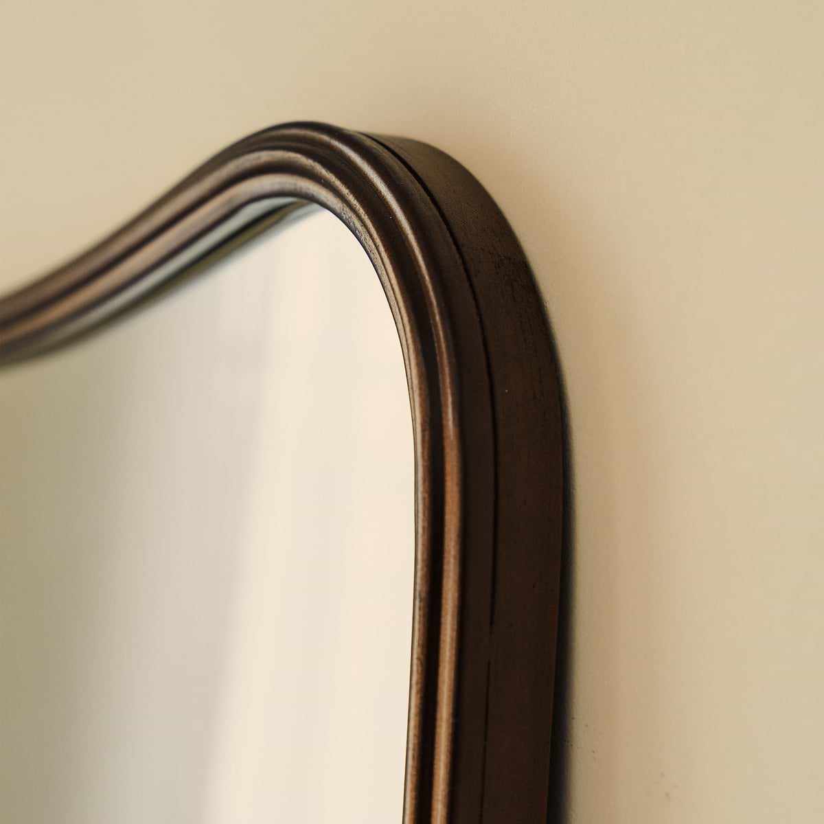 Louis - Antique Bronze Curved Metal Overmantle Mirror 90cm x 75cm