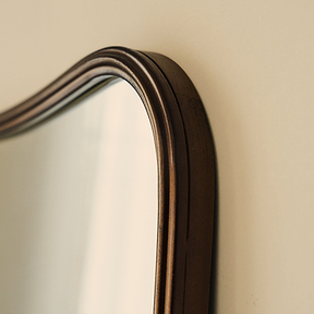 Louis - Antique Bronze Curved Metal Overmantle Mirror 90cm x 75cm