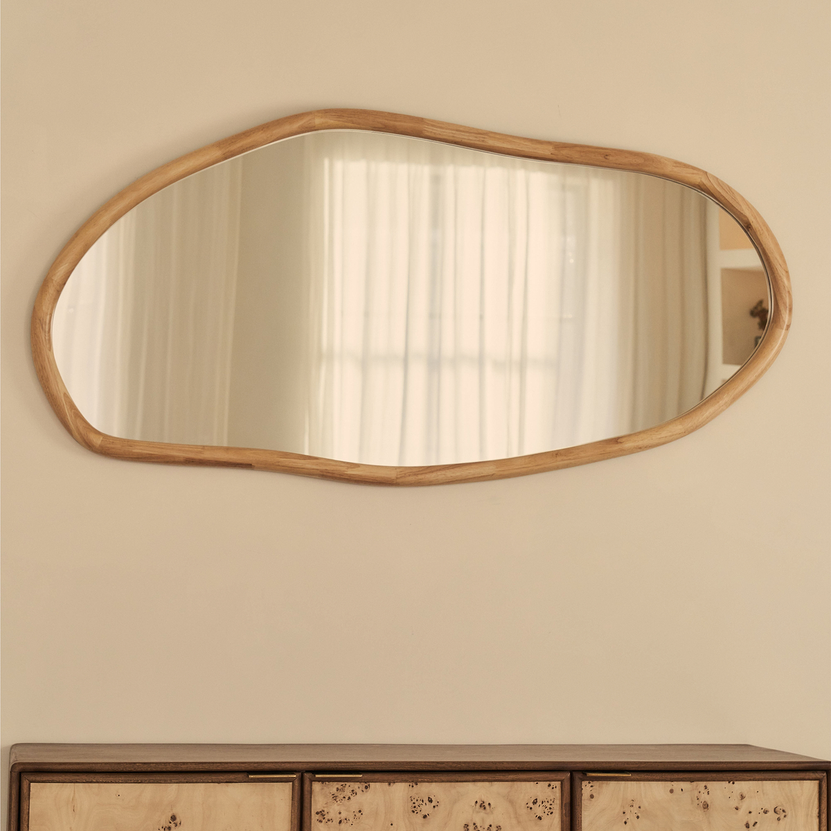 Aaliyah - Light Wood Irregular Wall Mirror 150cm x 75cm