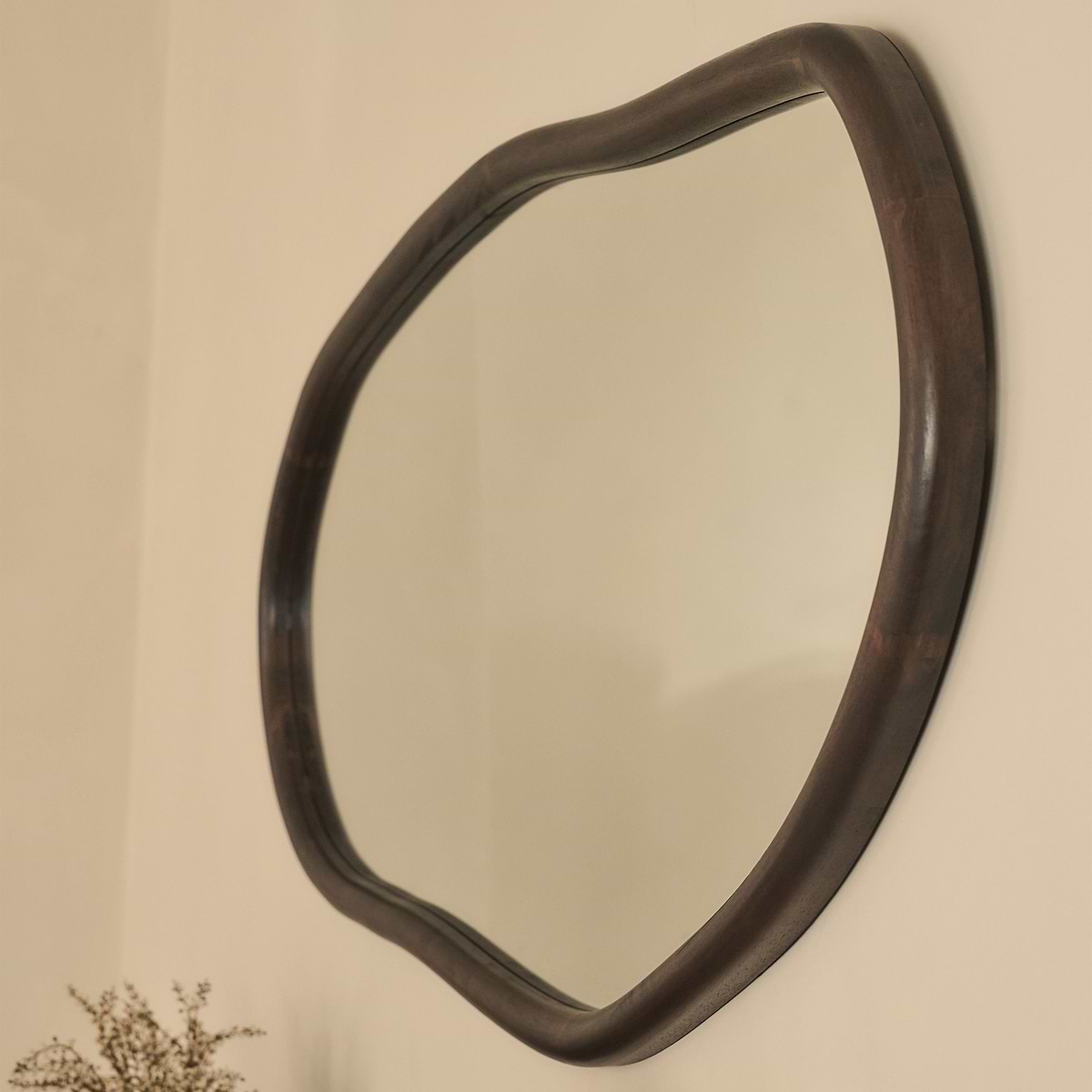 Aaliyah - Dark Wood Irregular Wall Mirror 150cm x 75cm