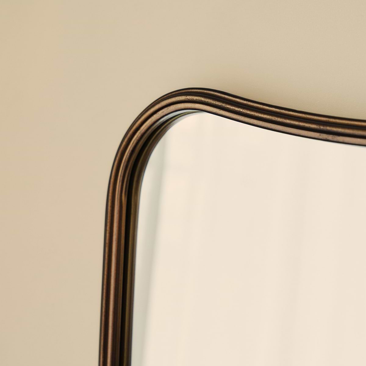 Louis - Antique Bronze Curved Metal Overmantle Mirror 90cm x 75cm