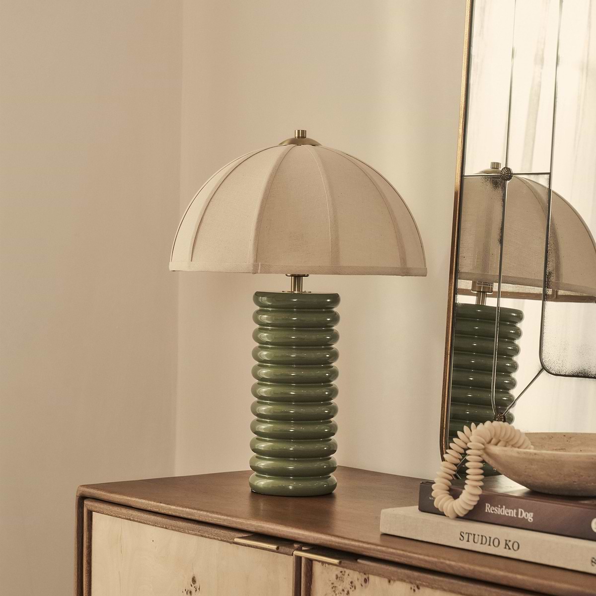 Odette - Olive Green Dome Shade Table Lamp