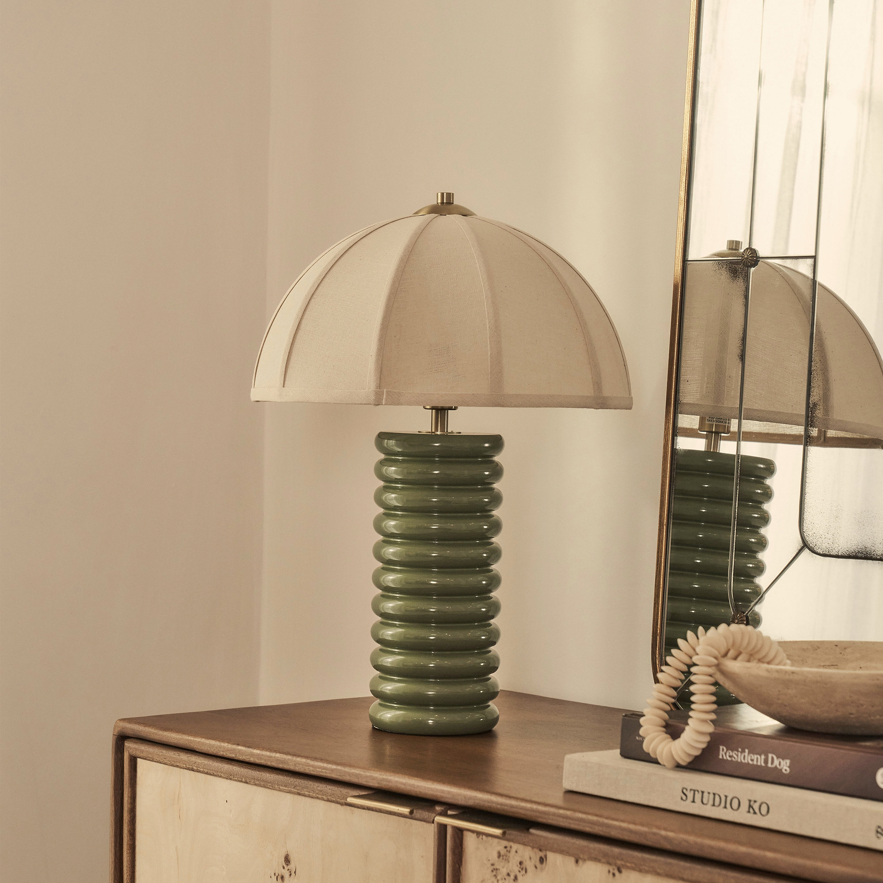 Odette - Olive Green Dome Shade Table Lamp
