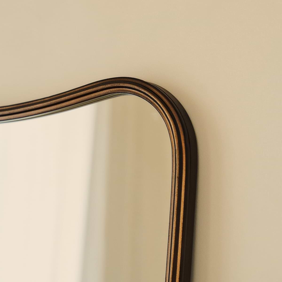Louis - Antique Bronze Curved Metal Overmantle Mirror 90cm x 75cm