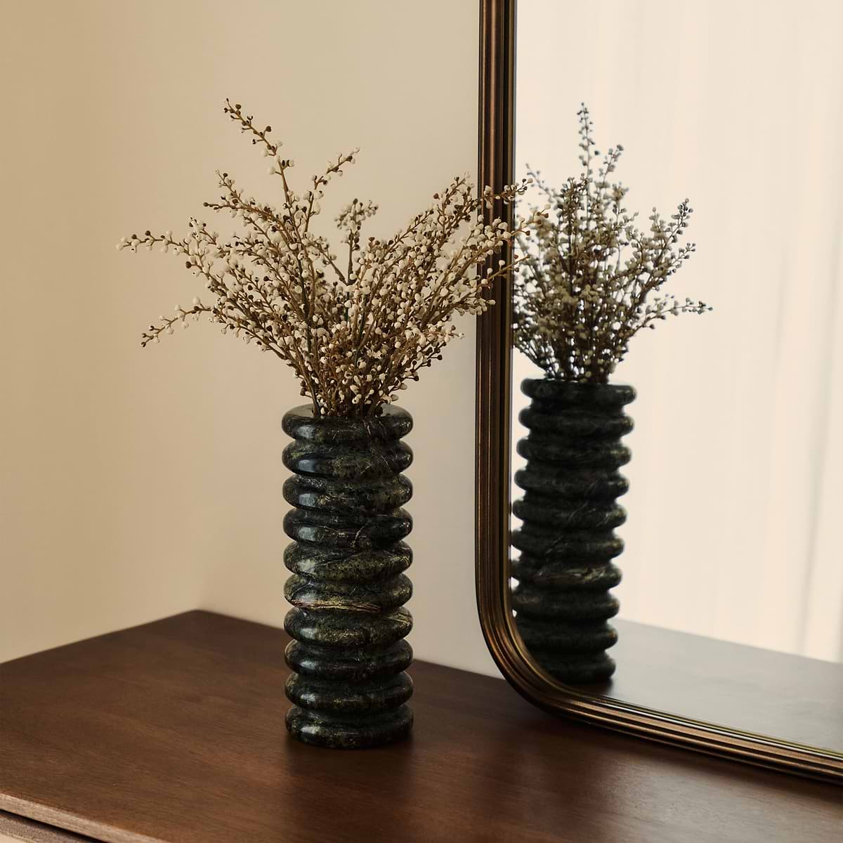 Louis - Antique Bronze Curved Metal Overmantle Mirror 90cm x 75cm