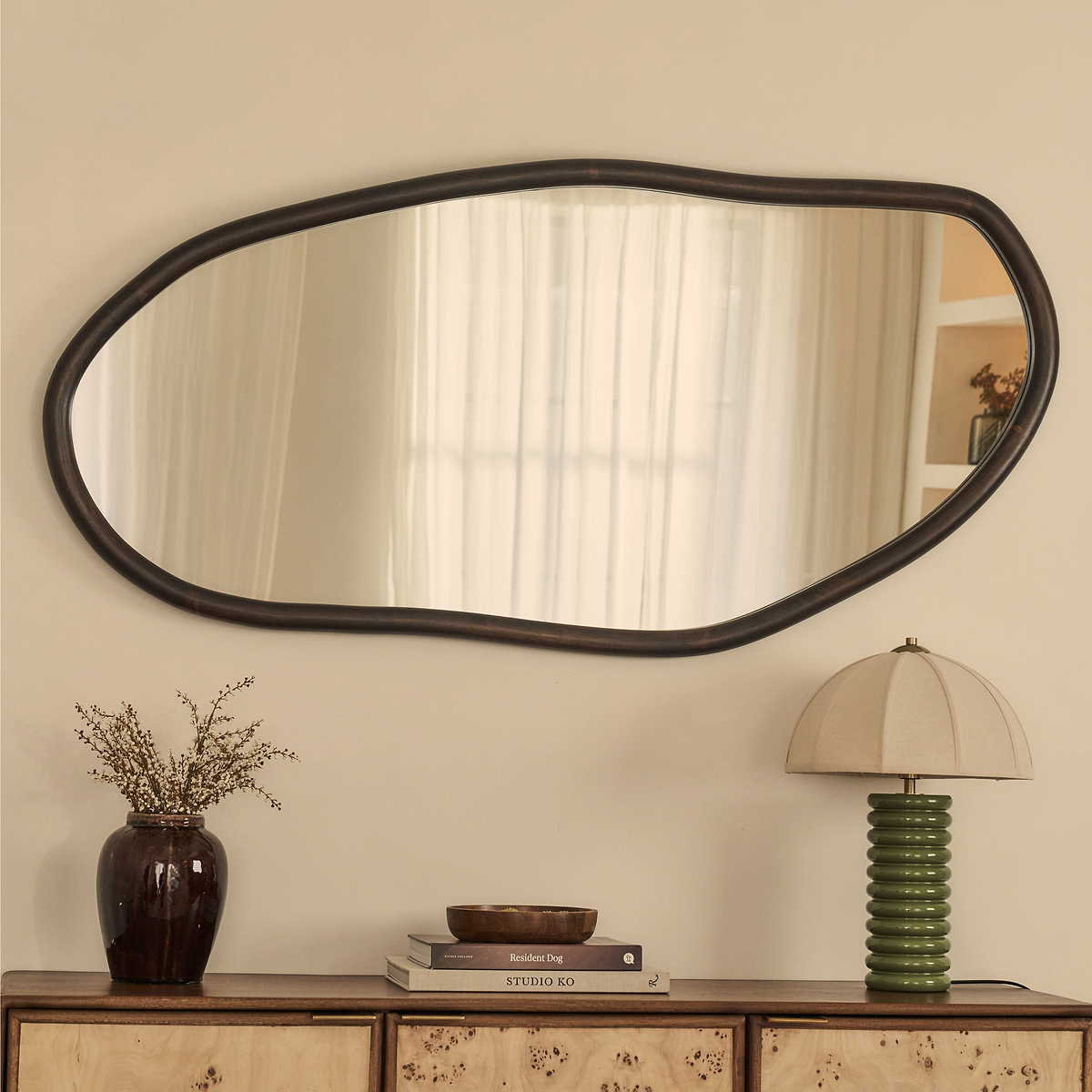 Aaliyah - Dark Wood Irregular Wall Mirror 150cm x 75cm