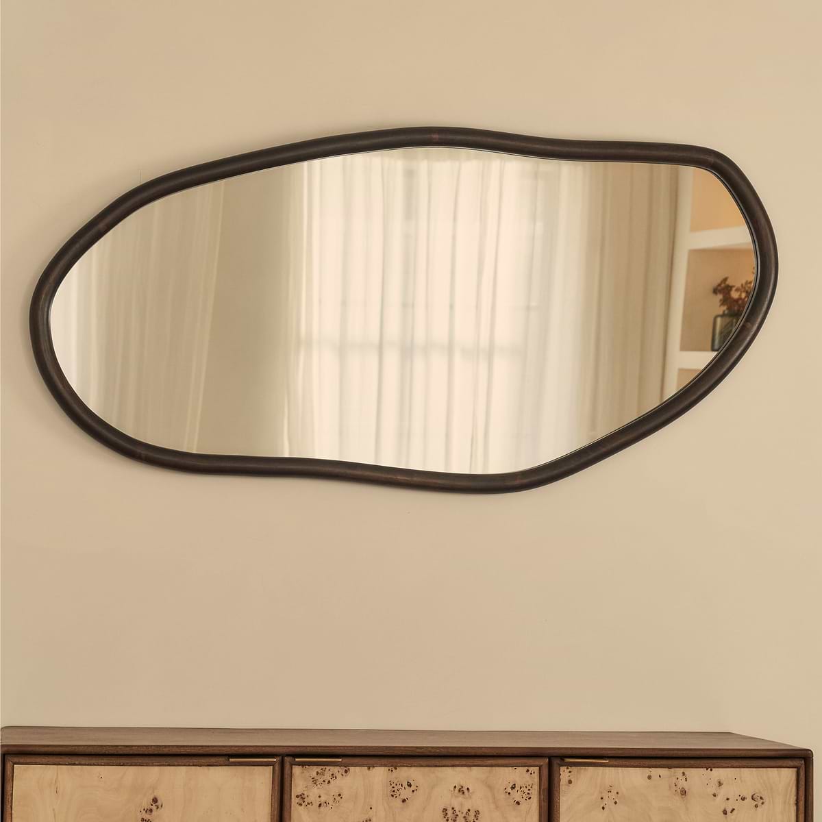 Aaliyah - Dark Wood Irregular Wall Mirror 150cm x 75cm