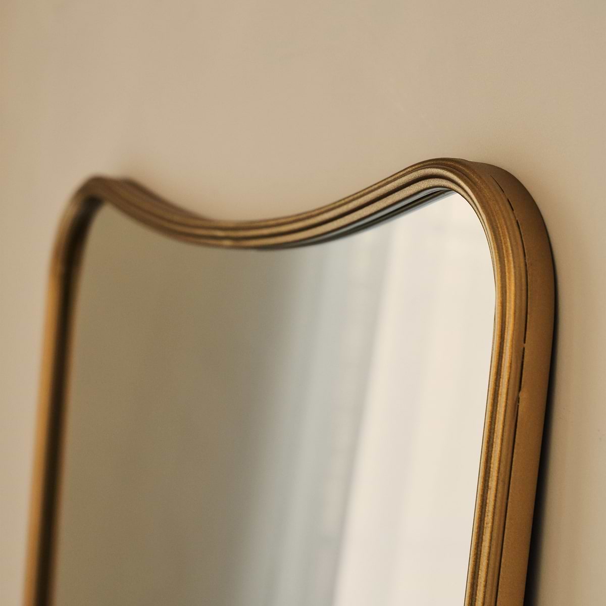 Louis - Gold Curved Metal Overmantle Mirror 90cm x 75cm
