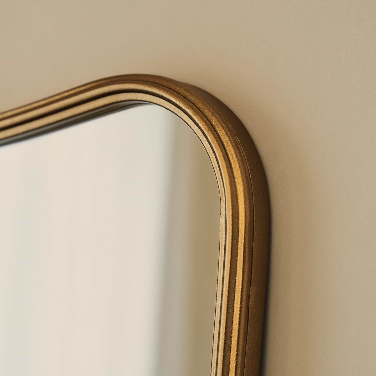 Louis - Gold Curved Metal Overmantle Mirror 90cm x 75cm