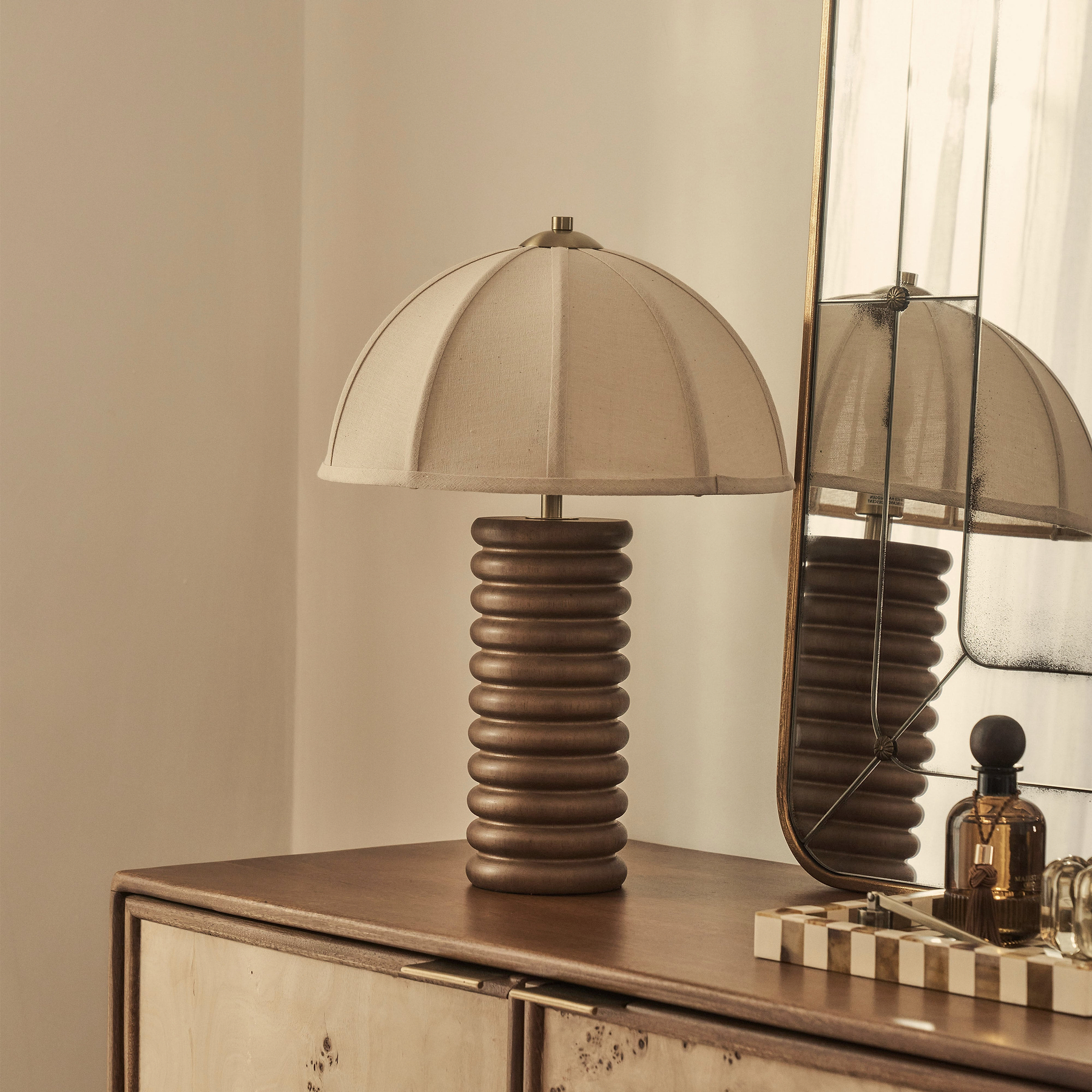 Odette - Dark Wood Dome Shade Table Lamp