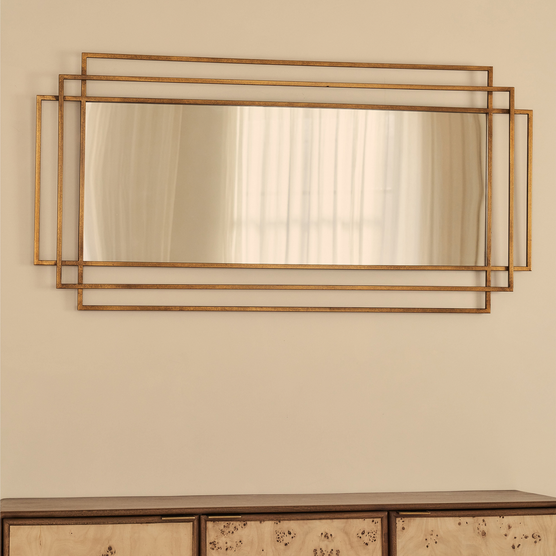 Amalfi - Large Gold Rectangular Metal Mirror 140cm x 70cm