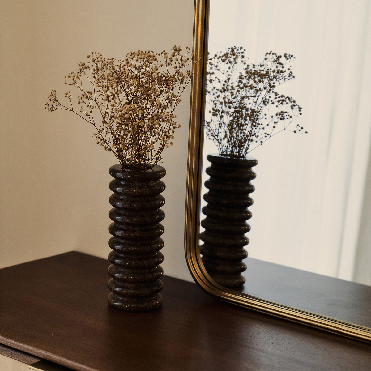 Louis - Gold Curved Metal Overmantle Mirror 90cm x 75cm