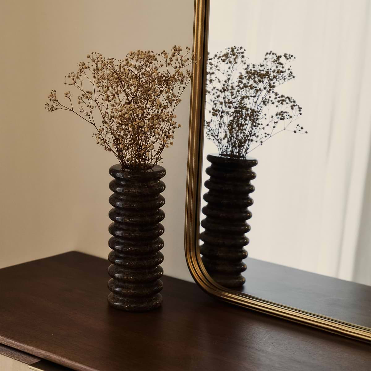 Louis - Gold Curved Metal Overmantle Mirror 90cm x 75cm