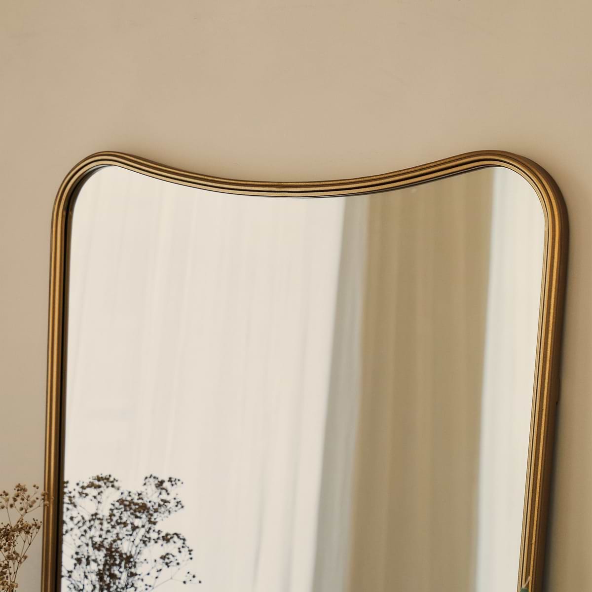 Louis - Gold Curved Metal Overmantle Mirror 90cm x 75cm