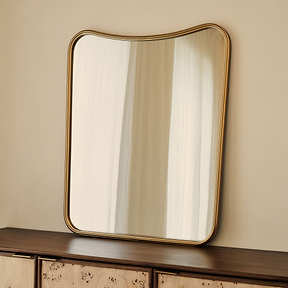 Louis - Gold Curved Metal Overmantle Mirror 90cm x 75cm